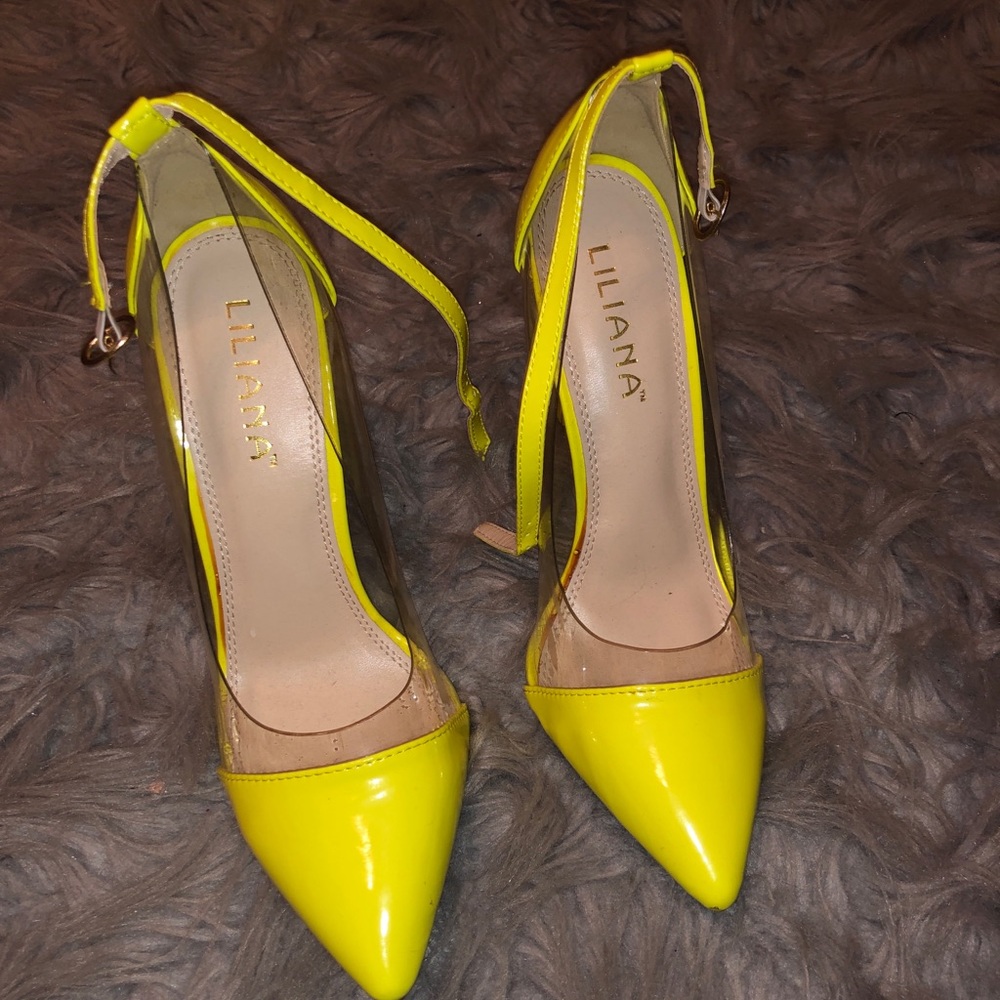 Neon Yellow/ Clear Heels